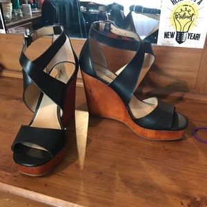 Black wedge sandals